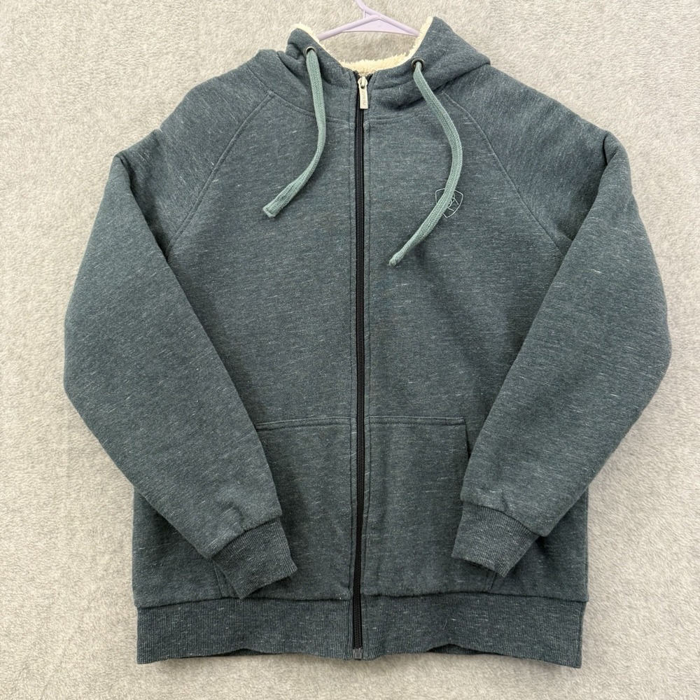 Ariat Real Jacket Women M Green Sherpa Lined Full Zip Hoodie Plush‎ Cozy